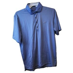 Greyson Golf Polo Mens Large Performance Stretch Short Sleeve Blue Striped Shirt